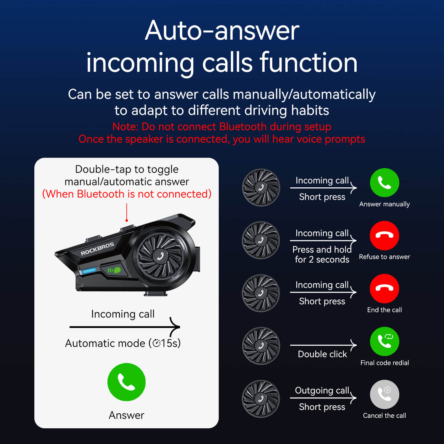 ROCKBROS R1 Motorcycle Helmet Bluetooth Headset ROCKBROS R1 Motorcycle Helmet Bluetooth Headset