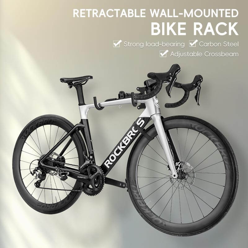 ROCKBROS retractable wall-mounted bike rack for space-saving bike storage