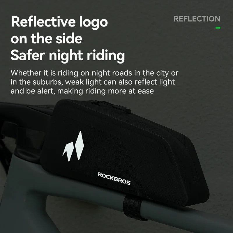 ROCKBROS RideMate 100 percent waterproof bike top tube bag for secure cycling storage