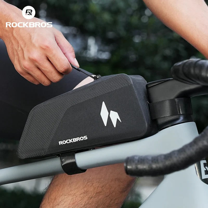 ROCKBROS RideMate 100 percent waterproof bike top tube bag for secure cycling storage