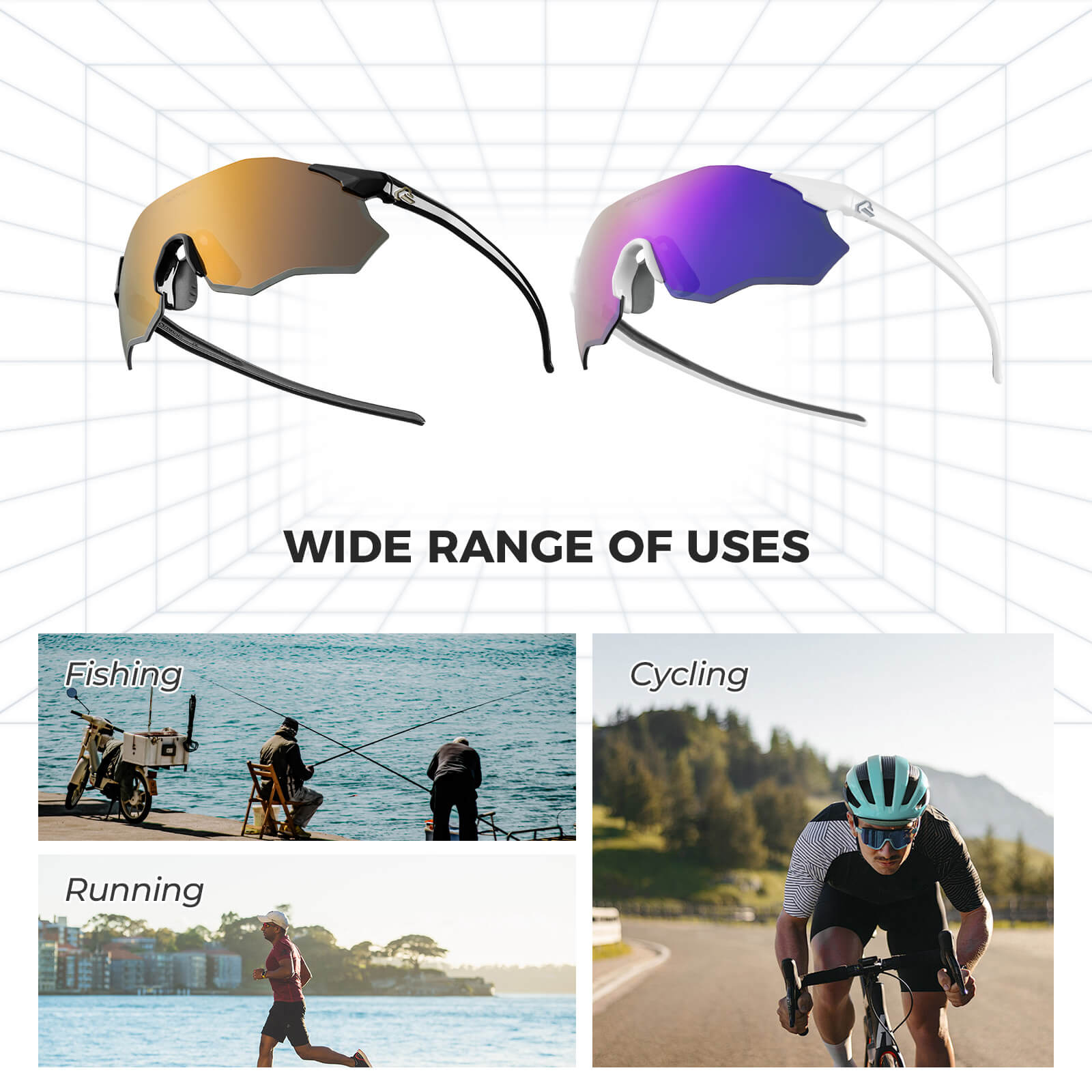 ROCKBROS rimless polarized cycling glasses for outdoor sports