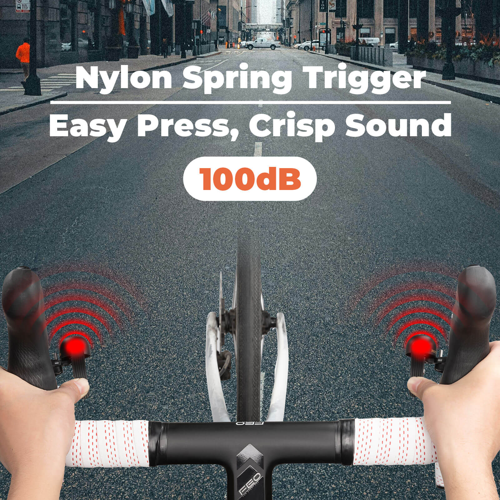 ROCKBROS road bike bell with loud sound and dual-side lever for 27–30mm handlebars
