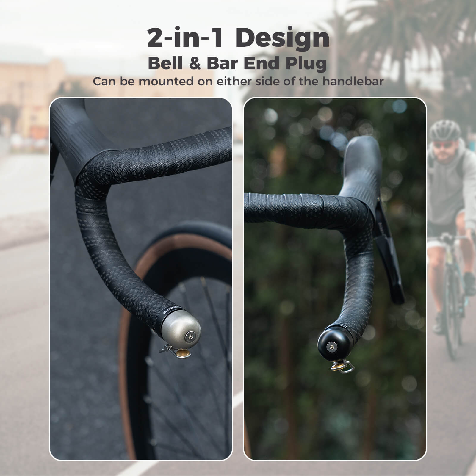 ROCKBROS road bike handlebar end bell installed on road bike for safe and comfortable rides