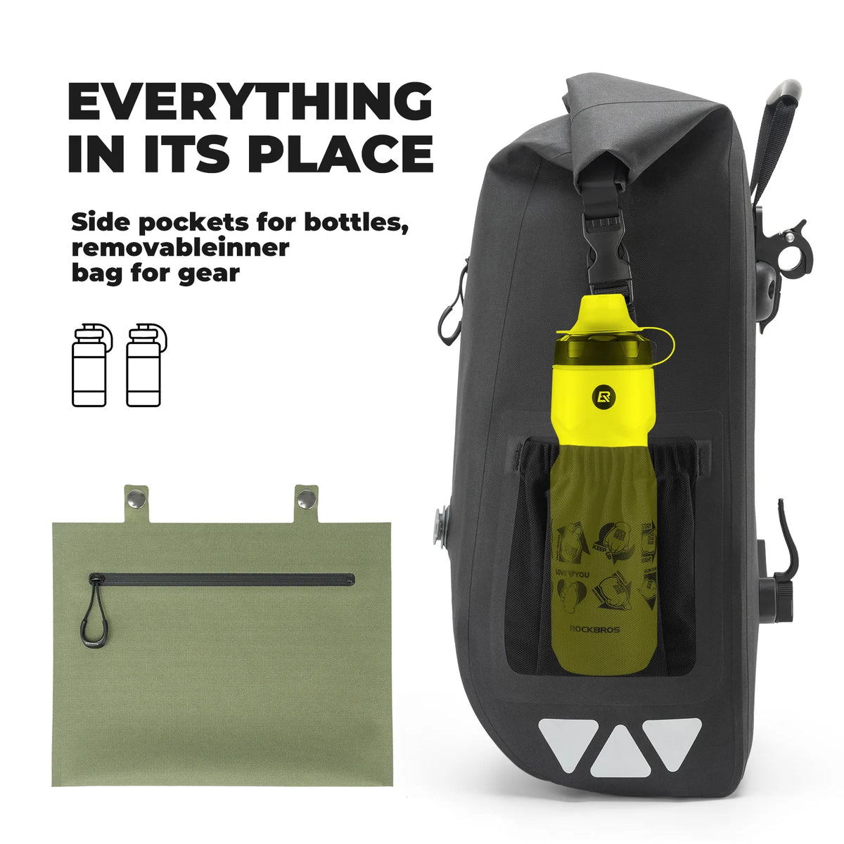 ROCKBROS bike pannier with a removable interior organizer pocket