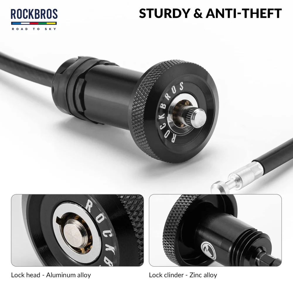 Road-to-Sky Mini Hidden Bicycle Cable Lock with PVC-Coated Steel Cable for Daily Bike Security