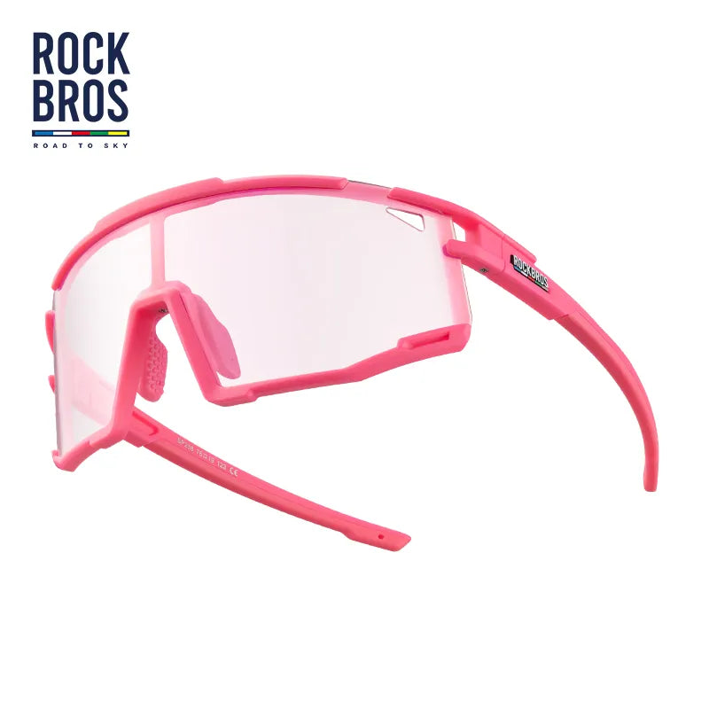 ROCKBROS Road to Sky photochromic cycling sunglasses with UV400 protection lightweight TR90 frame
#Color_Pink