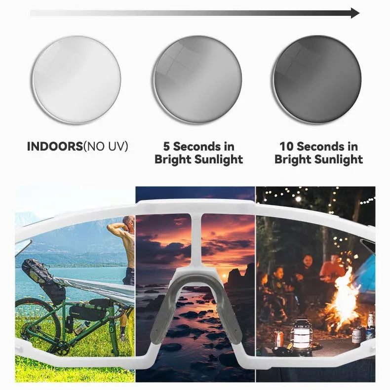 ROCKBROS Road to Sky photochromic cycling sunglasses with UV400 protection lightweight TR90 frame