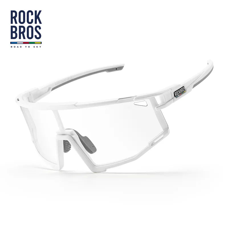 ROCKBROS Road to Sky photochromic cycling sunglasses with UV400 protection lightweight TR90 frame
#Color_White