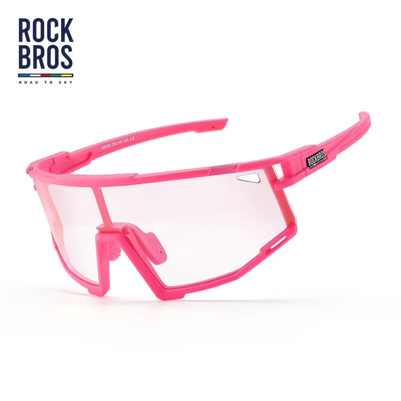 ROCKBROS Road to Sky photochromic cycling sunglasses with UV400 protection lightweight TR90 frame
#Color_Pink