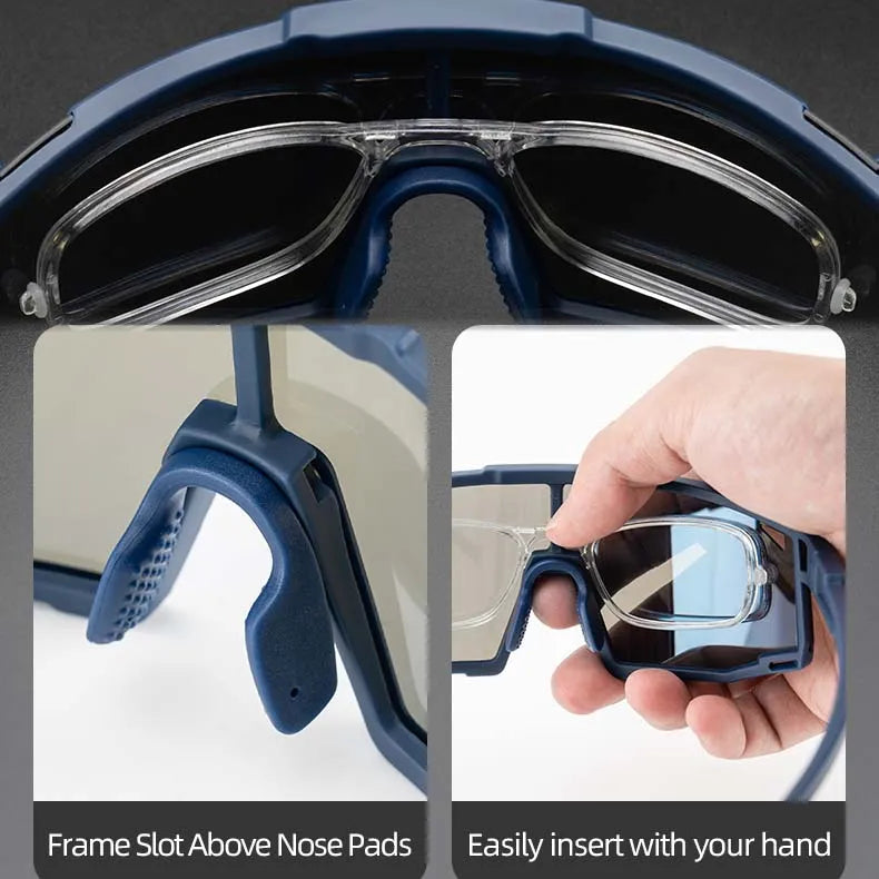 ROCKBROS Road to Sky photochromic cycling sunglasses with UV400 protection lightweight TR90 frame