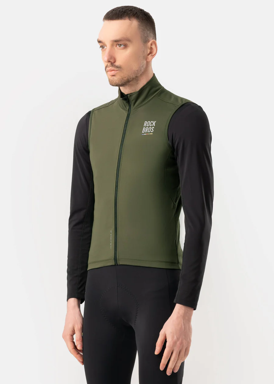 ROCKBROS ROAD-TO-SKY windproof warm cycling vest for men and women breathable thermal bike vest
#Color_Green