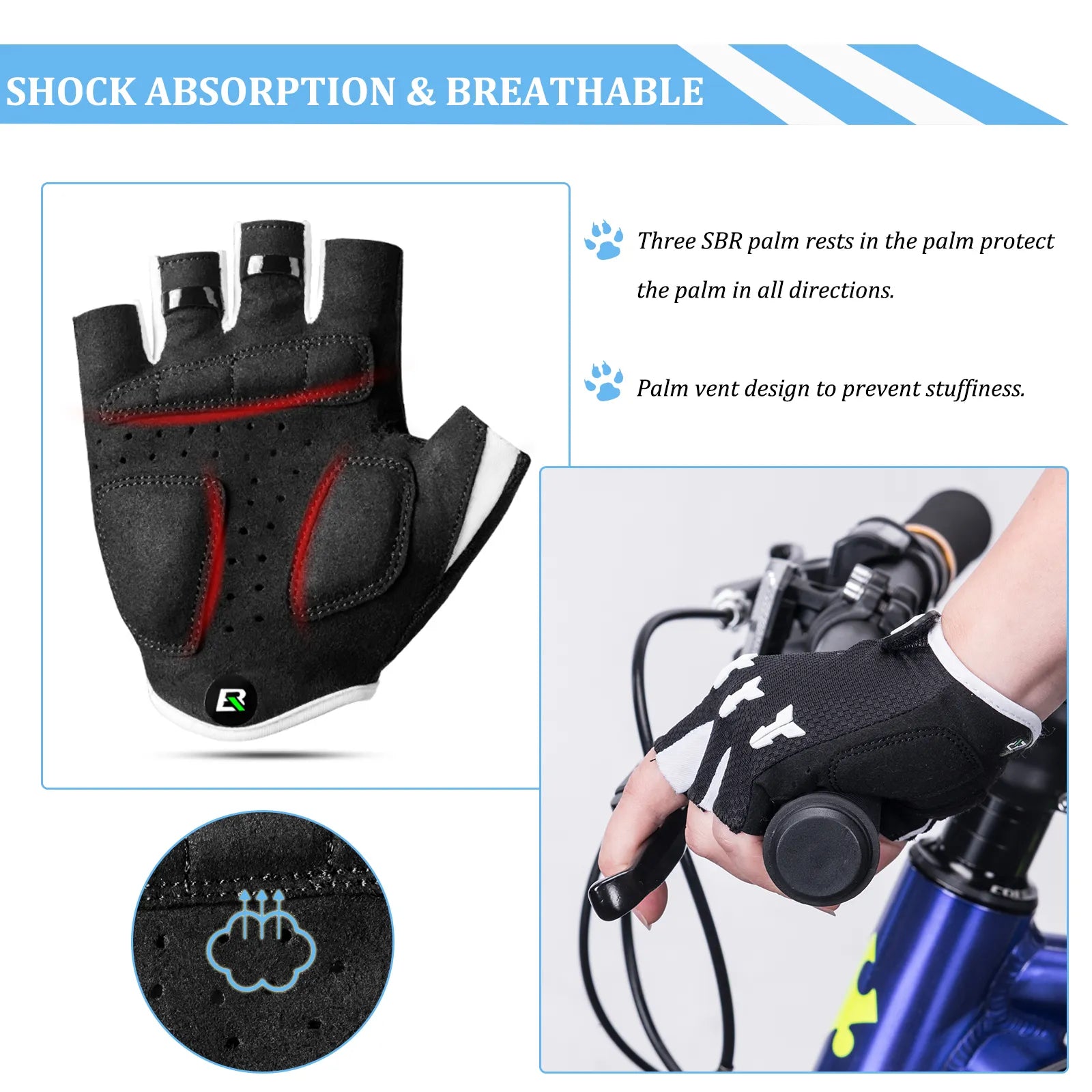 ROCKBROS S145 kids padded cycling gloves with shock-absorbing protection and non-slip grip