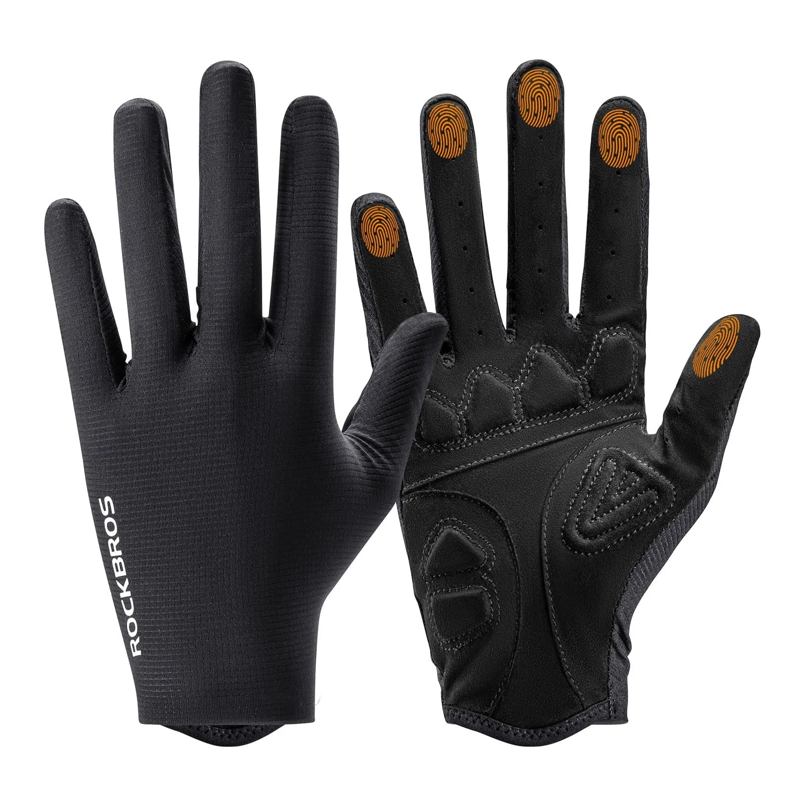 rockbros solid color full finger cycling gloves breathable anti-slip touchscreen lightweight for commuting training
#Color_Black