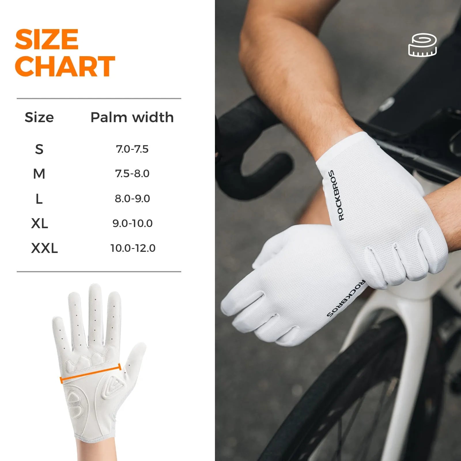 rockbros solid color full finger cycling gloves breathable anti-slip touchscreen lightweight for commuting training