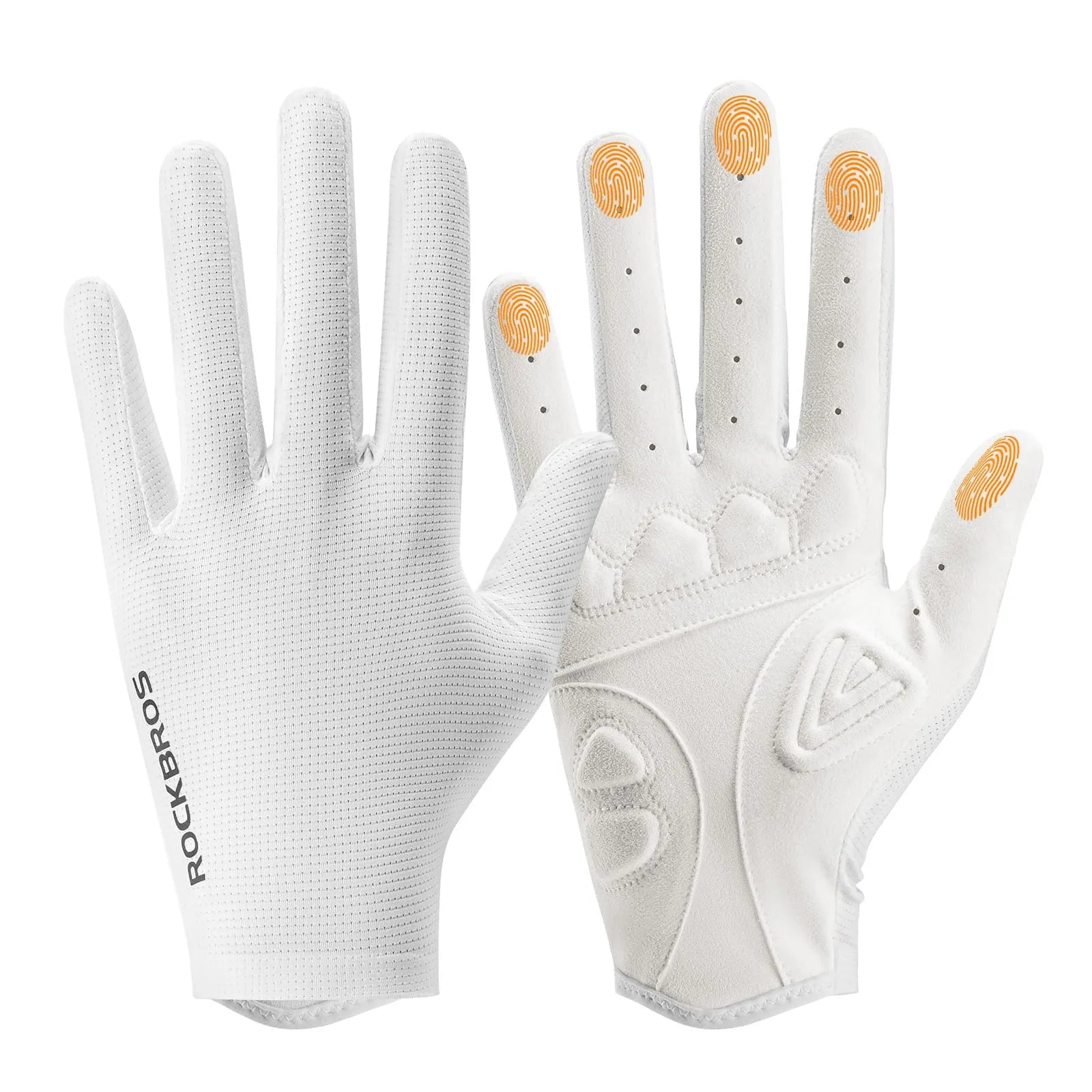 rockbros solid color full finger cycling gloves breathable anti-slip touchscreen lightweight for commuting training
#Color_White