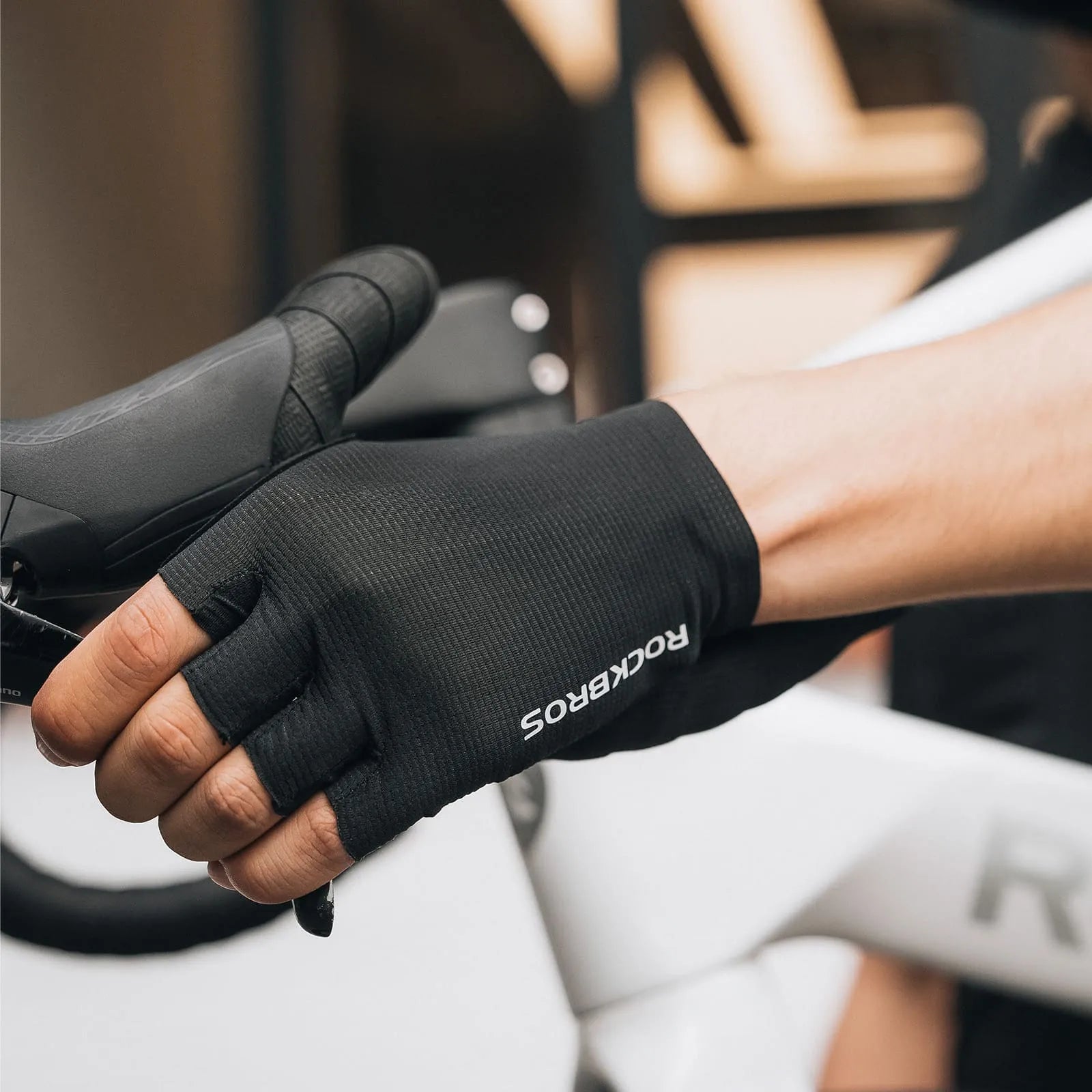 rockbros solid color short finger cycling gloves breathable anti-slip lightweight for commuting training and daily riding