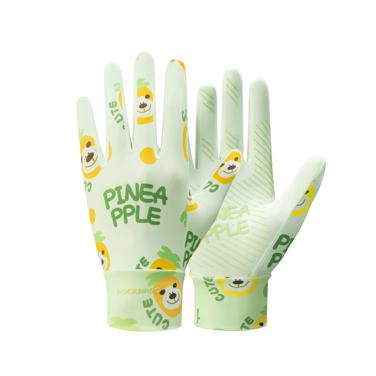 rockbros kids sun protection cycling gloves upf50+ breathable anti-slip for outdoor riding and daily use
#Color_Green Pineapple