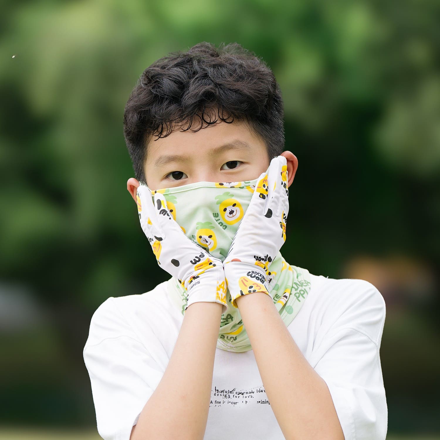 rockbros kids sun protection cycling gloves upf50+ breathable anti-slip for outdoor riding and daily use