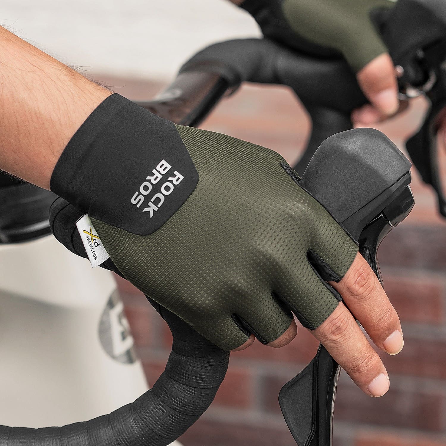 rockbros minimalist half finger cycling gloves breathable anti-slip for road cycling and daily riding
#Color_Green