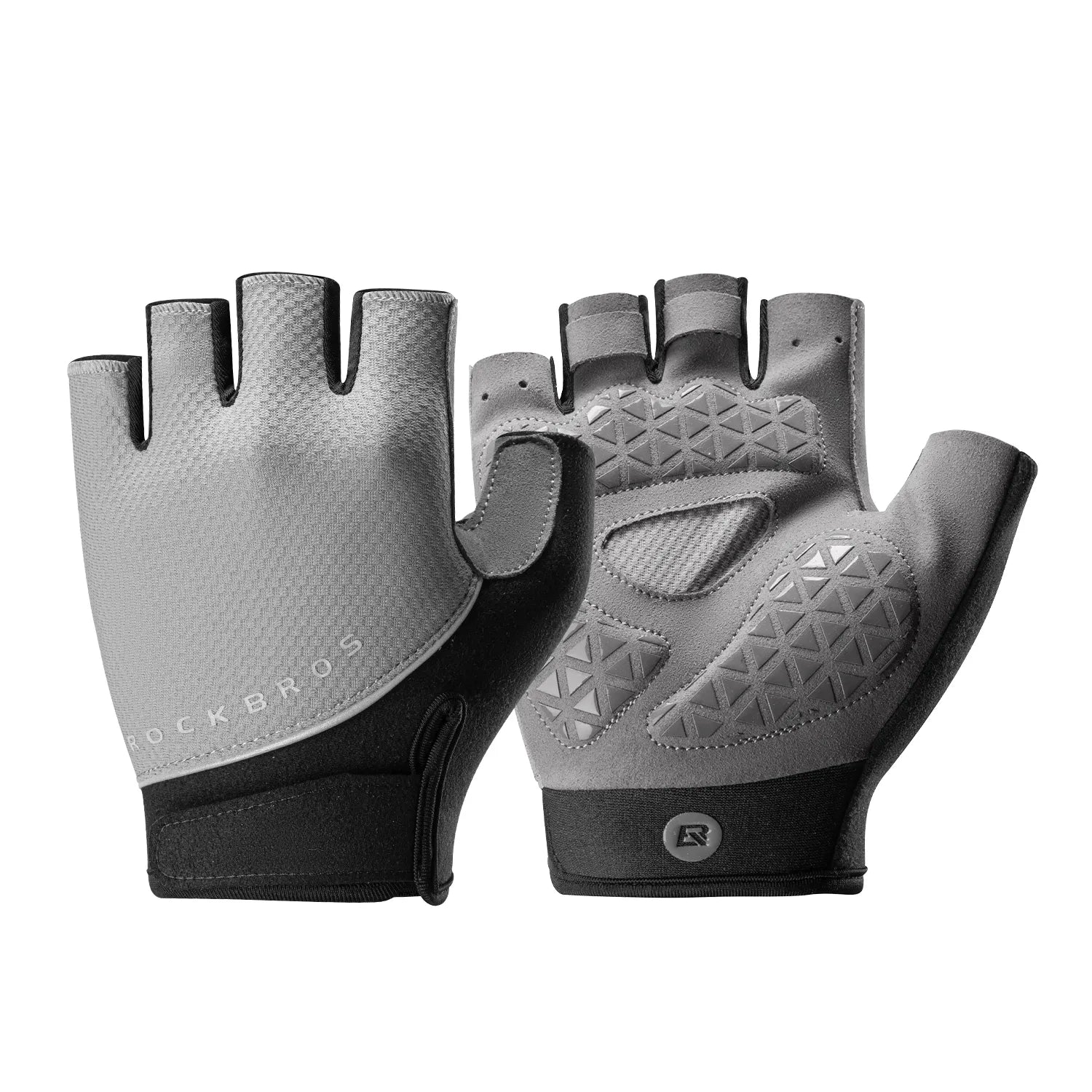 ROCKBROS S424 Half Finger Cycling Gloves with Ergonomic SBR Shock-Absorbing Padding
#Color_Gray