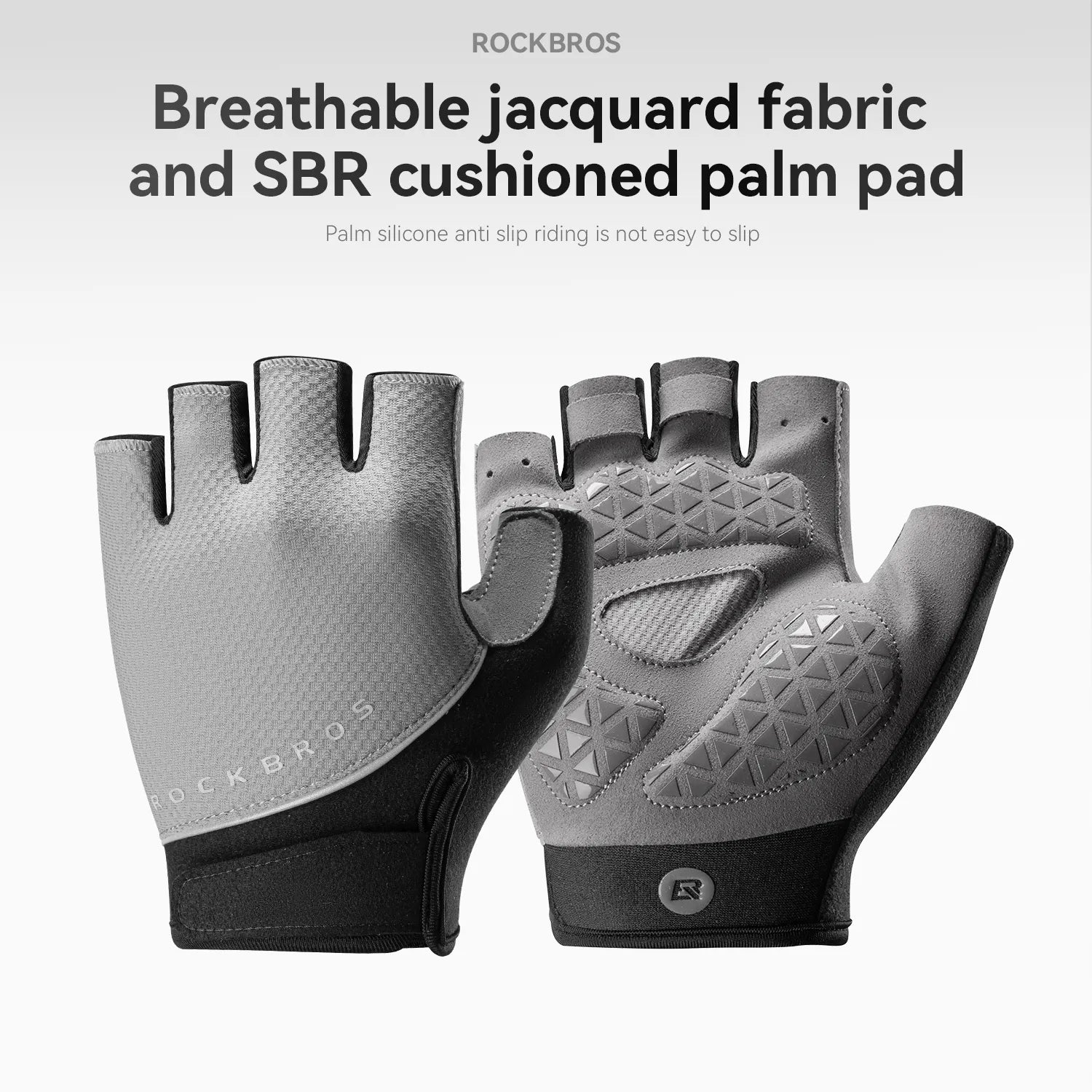ROCKBROS S424 Half Finger Cycling Gloves with Ergonomic SBR Shock-Absorbing Padding