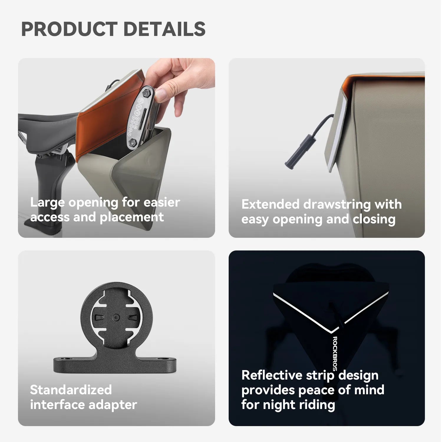 ROCKBROS SaddleMate quick-release magnetic bike saddle bag with waterproof TPU construction and 0.6L storage