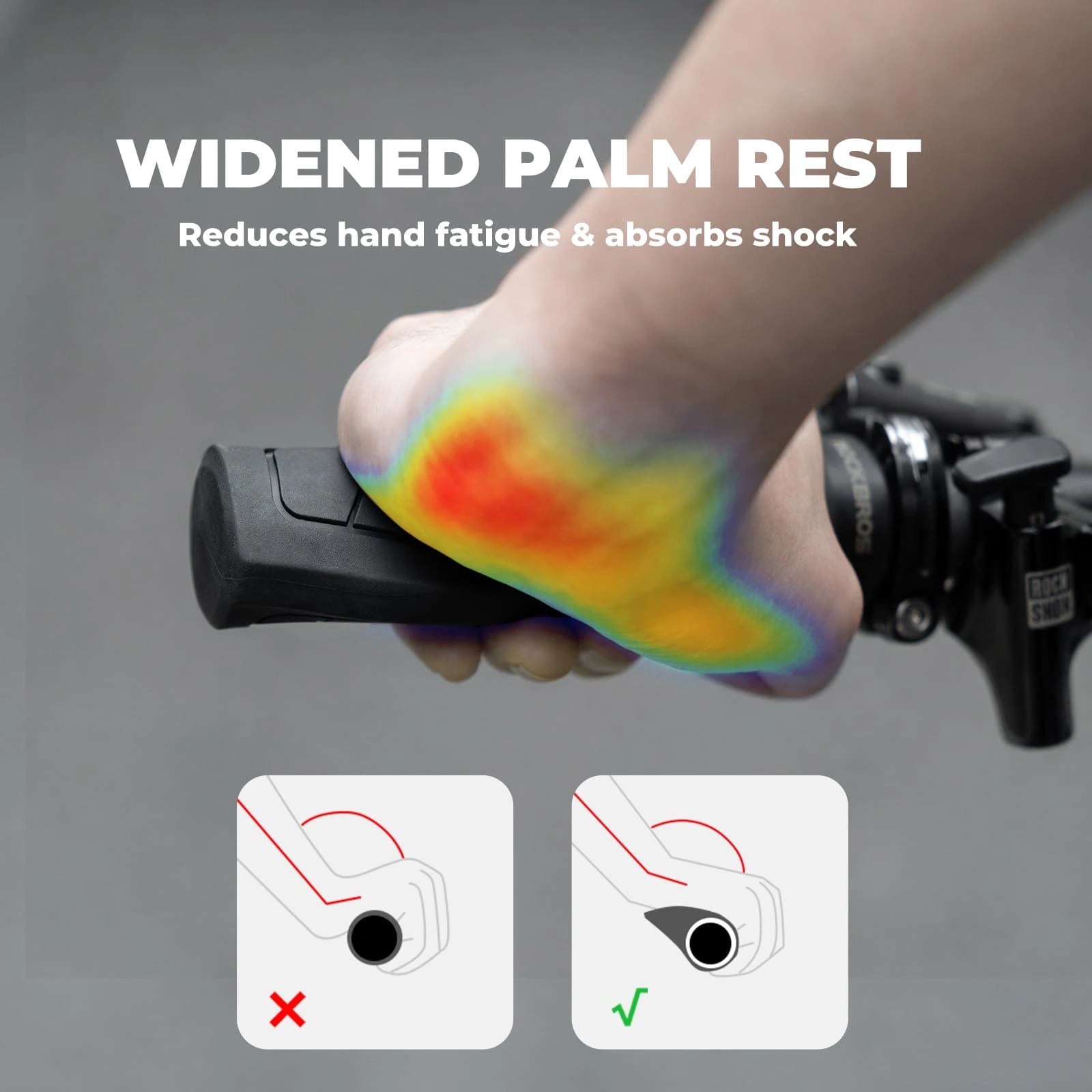 ROCKBROS Shock-Absorbing Gel Bike Grips with Ergonomic Palm Support for Comfortable Cycling