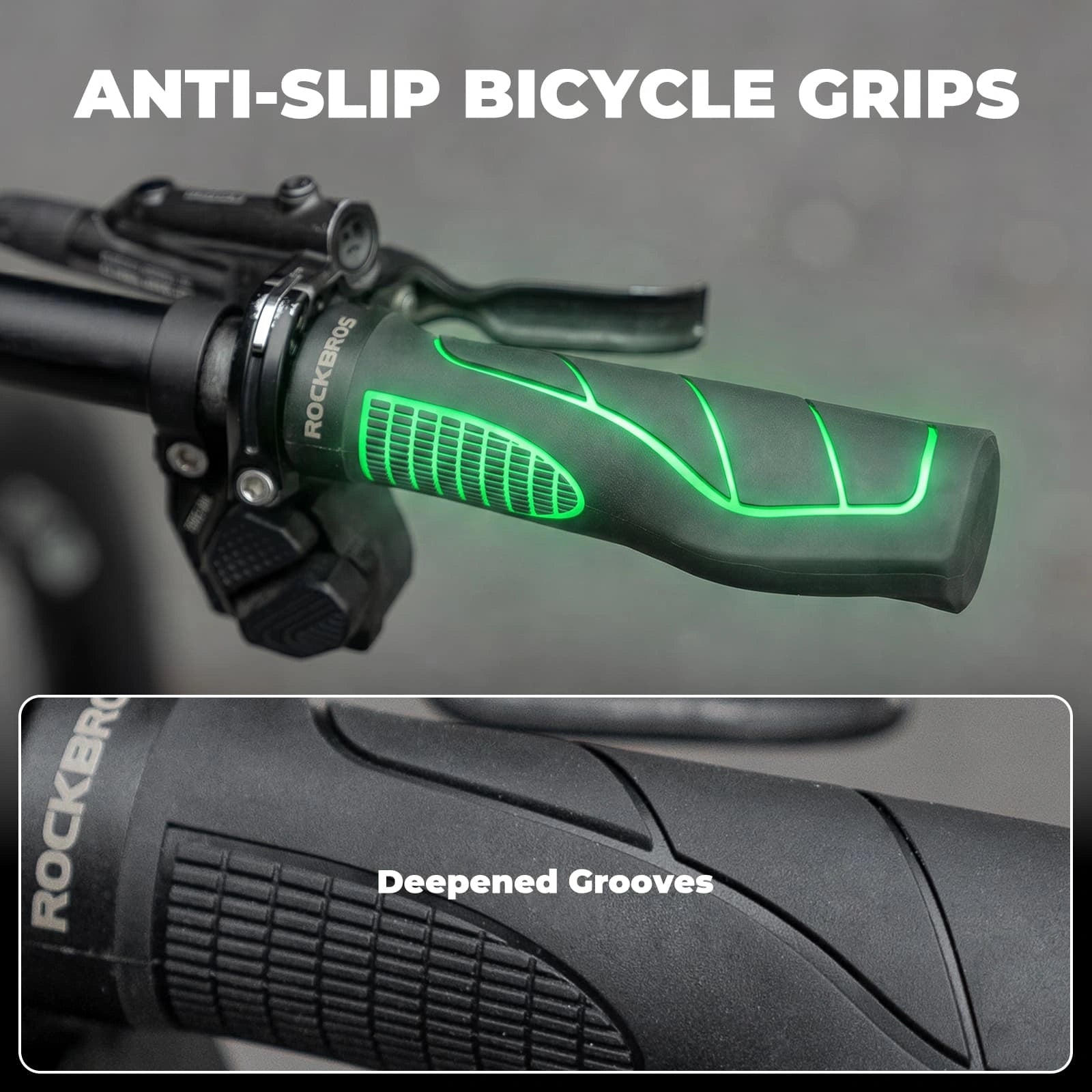 ROCKBROS Shock-Absorbing Gel Bike Grips with Ergonomic Palm Support for Comfortable Cycling