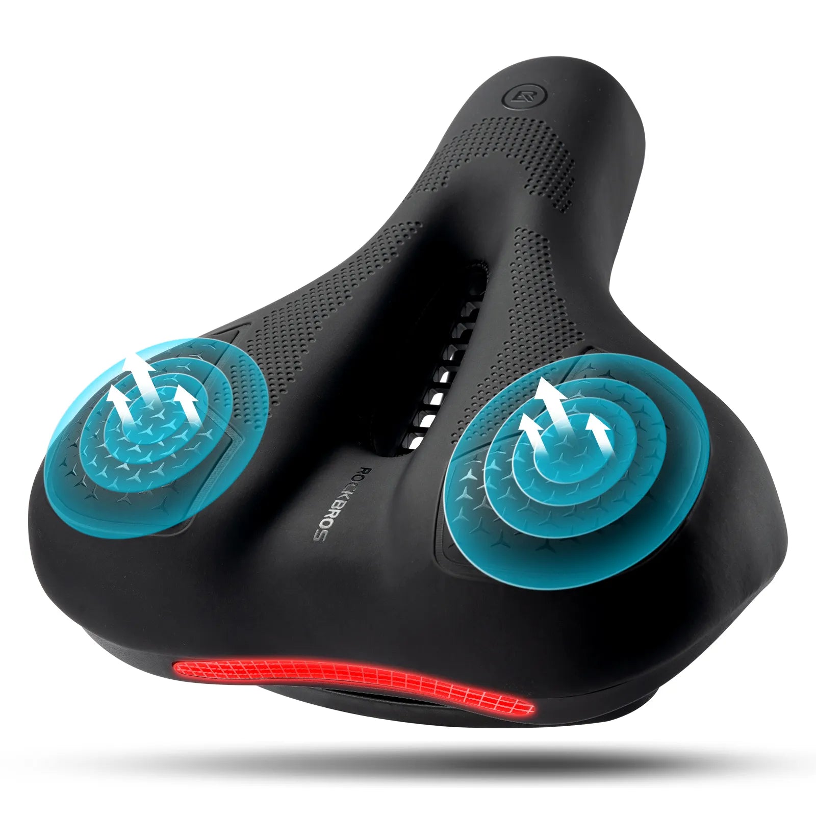 ROCKBROS silicone-filled comfort bike saddle with ventilated hollow design and reflective details