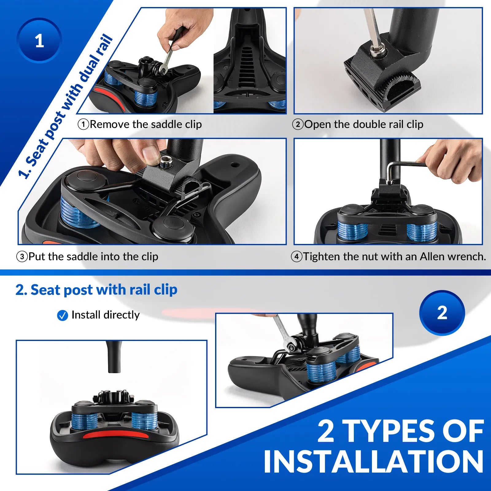 ROCKBROS silicone-filled comfort bike saddle with ventilated hollow design and reflective details