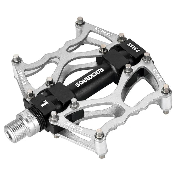 ROCKBROS Single Bearing Aluminum Alloy Platform Pedals with Wide Anti-Slip Surface and 9/16 Inch Spindle
#Color_Silver