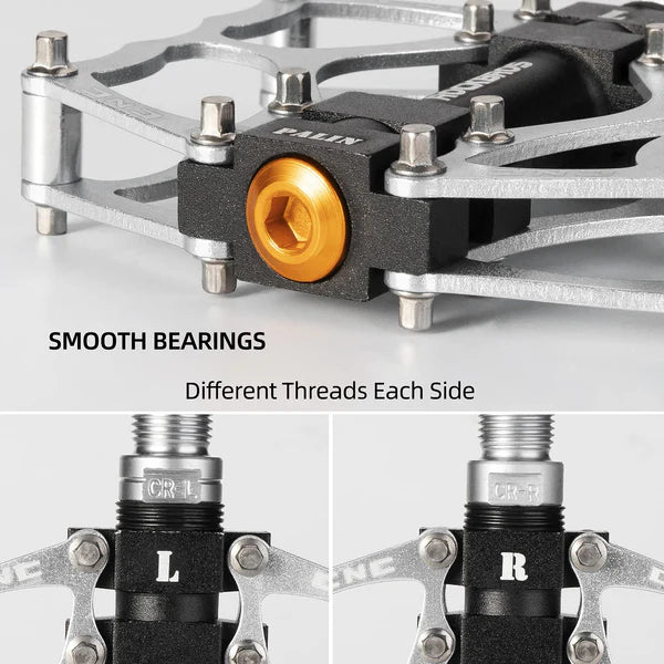 ROCKBROS Single Bearing Aluminum Alloy Platform Pedals with Wide Anti-Slip Surface and 9/16 Inch Spindle
#Color_Silver