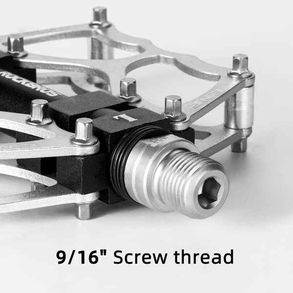 ROCKBROS Single Bearing Aluminum Alloy Platform Pedals with Wide Anti-Slip Surface and 9/16 Inch Spindle
#Color_Silver