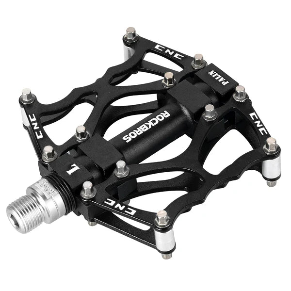 ROCKBROS Single Bearing Aluminum Alloy Platform Pedals with Wide Anti-Slip Surface and 9/16 Inch Spindle
#Color_Black