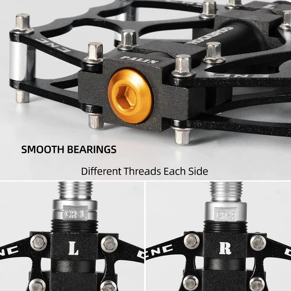 ROCKBROS Single Bearing Aluminum Alloy Platform Pedals with Wide Anti-Slip Surface and 9/16 Inch Spindle
#Color_Black