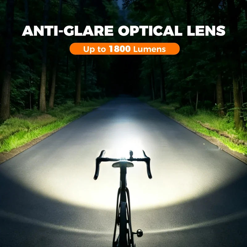 ROCKBROS anti-glare bike light with cut-off beam design to improve visibility and reduce glare during night rides