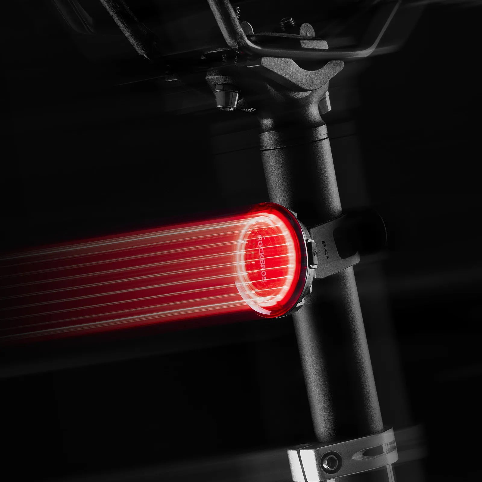 ROCKBROS smart brake-sensing bike tail light with motion sensor and wide-angle visibility
