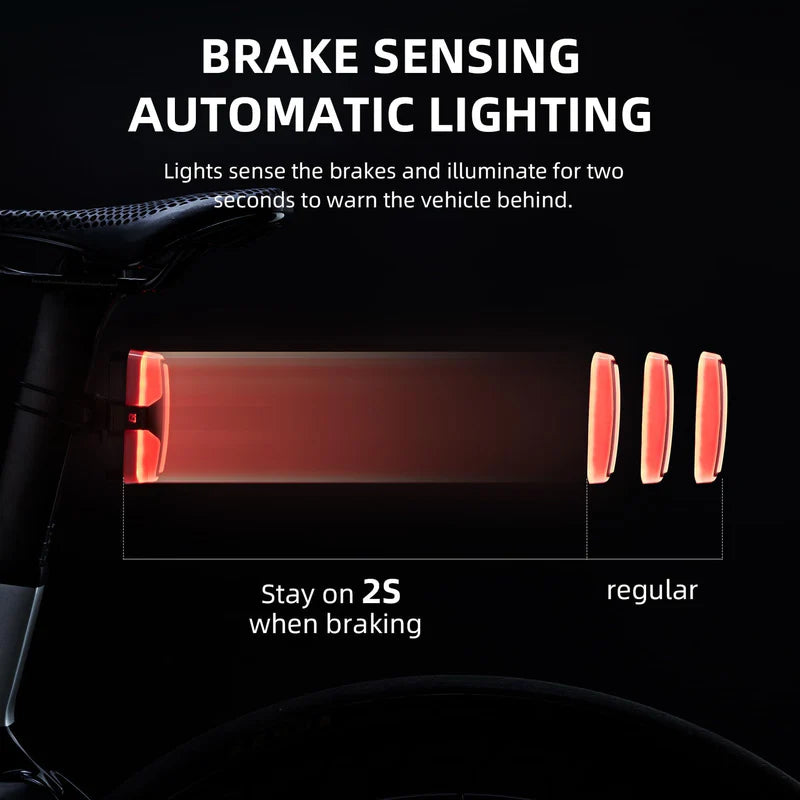 ROCKBROS Smart Bike Tail Light with Brake Sensing, Auto On/Off, and USB-C Rechargeable Battery