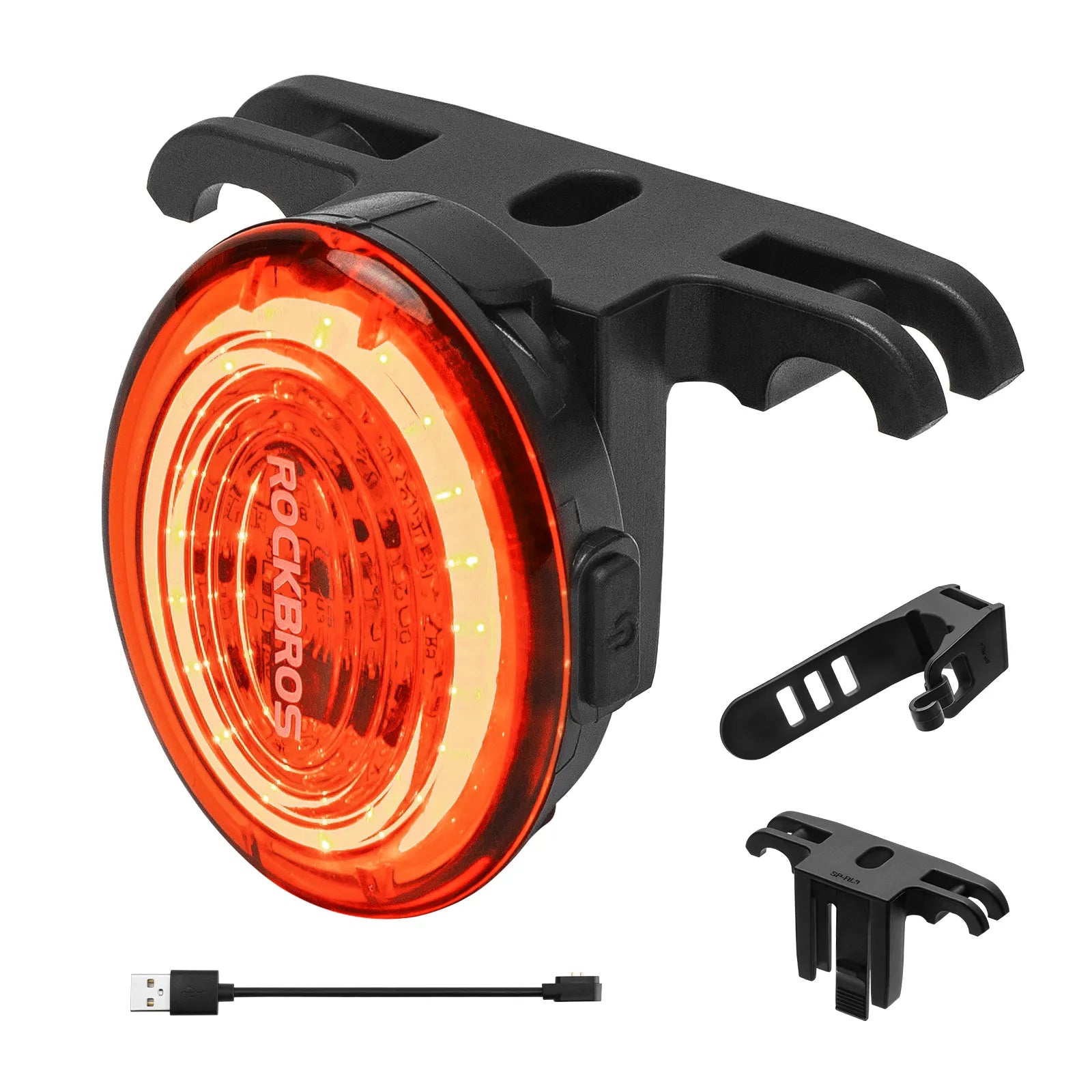 ROCKBROS smart brake-sensing bike tail light with motion sensor and wide-angle visibility