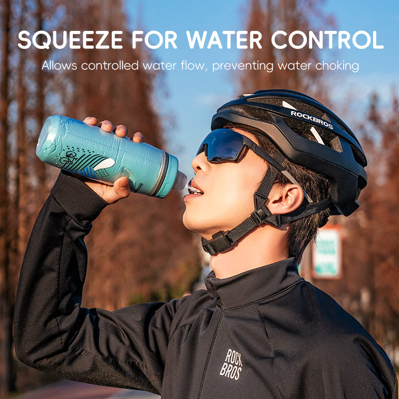ROCKBROS Squeeze-Controlled Cycling Water Bottle Anti-Choking Outdoor Sports Bottle