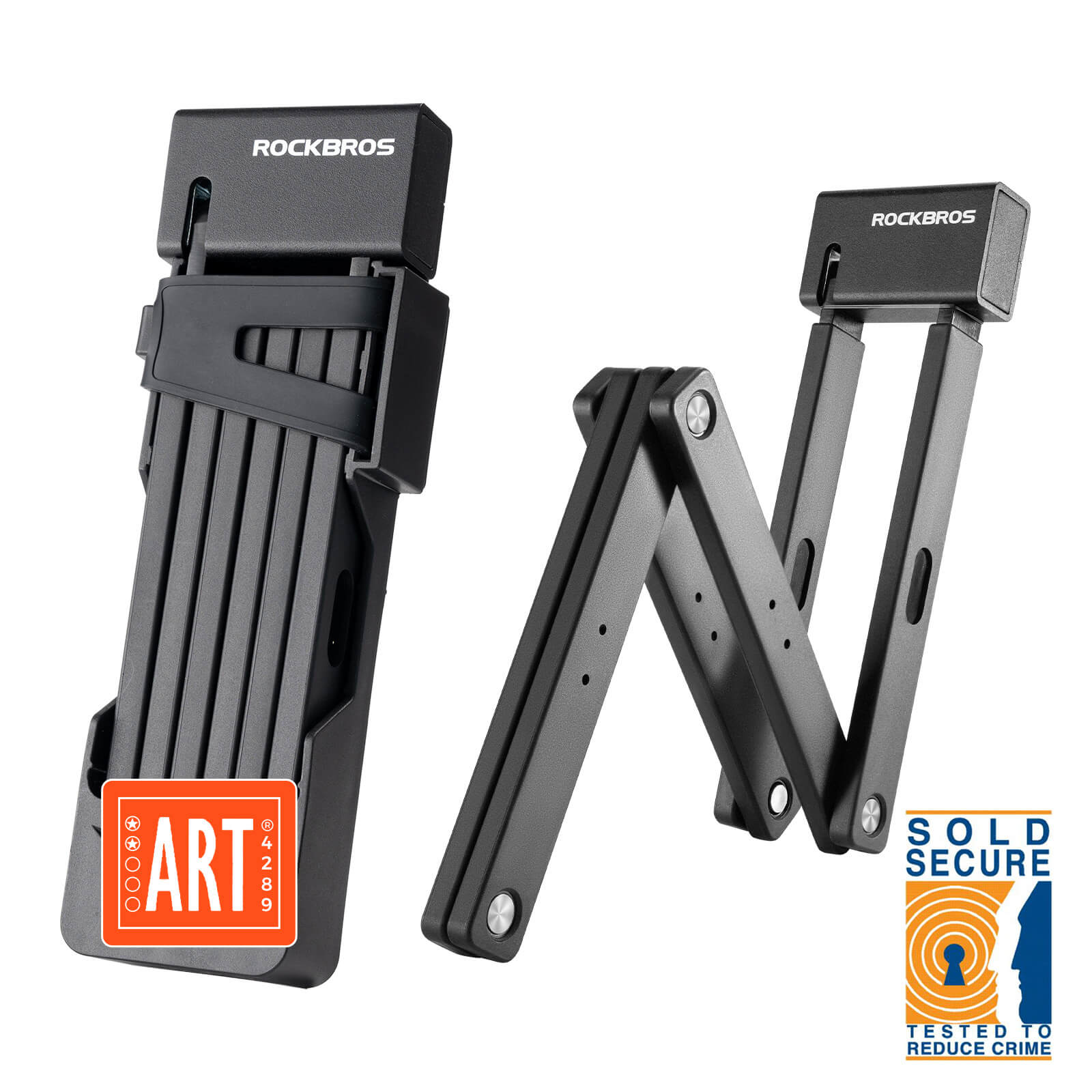 ROCKBROS ART-certified and Sold Secure Gold folding bike lock for high-security bicycle protection