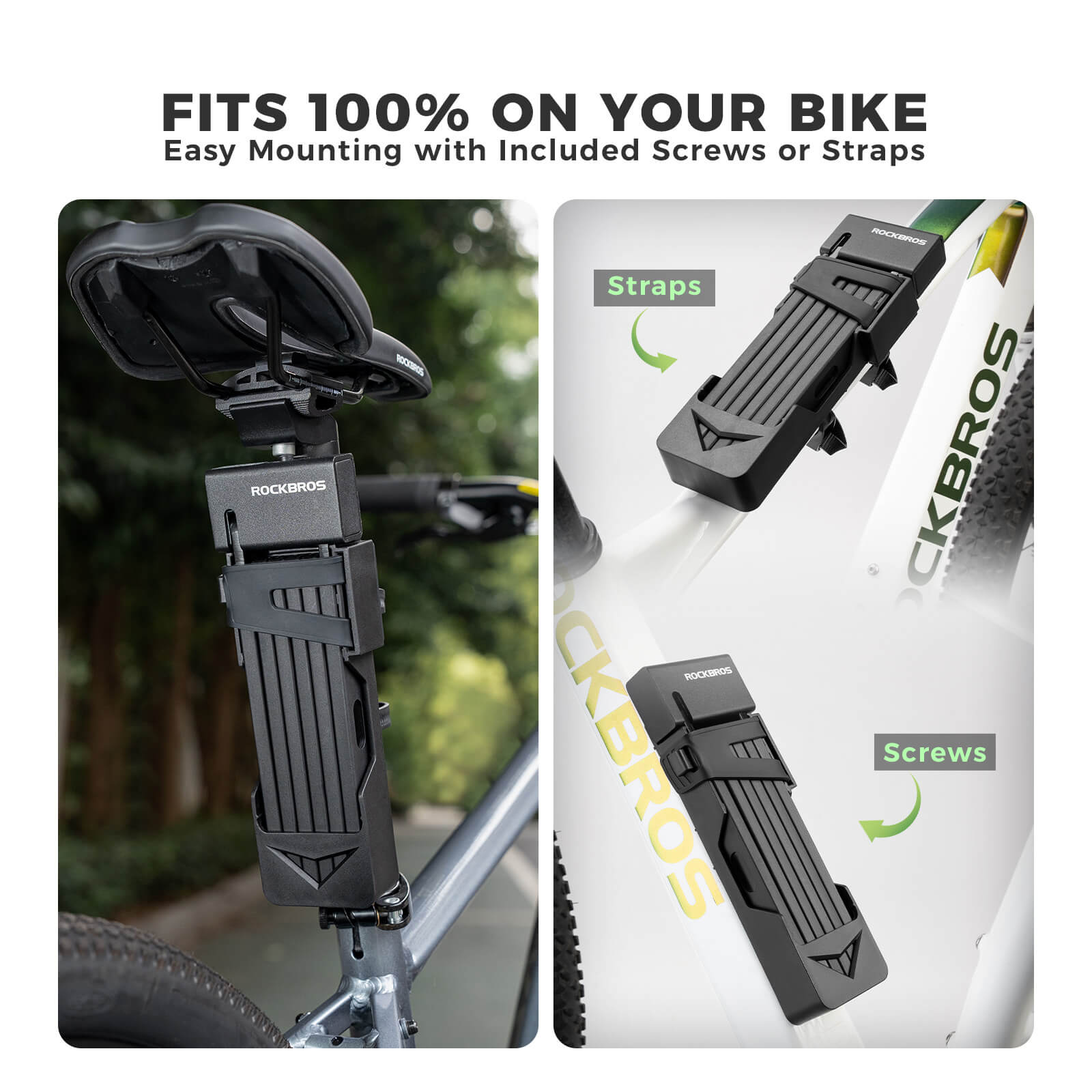 ROCKBROS ART-certified and Sold Secure Gold folding bike lock for high-security bicycle protection