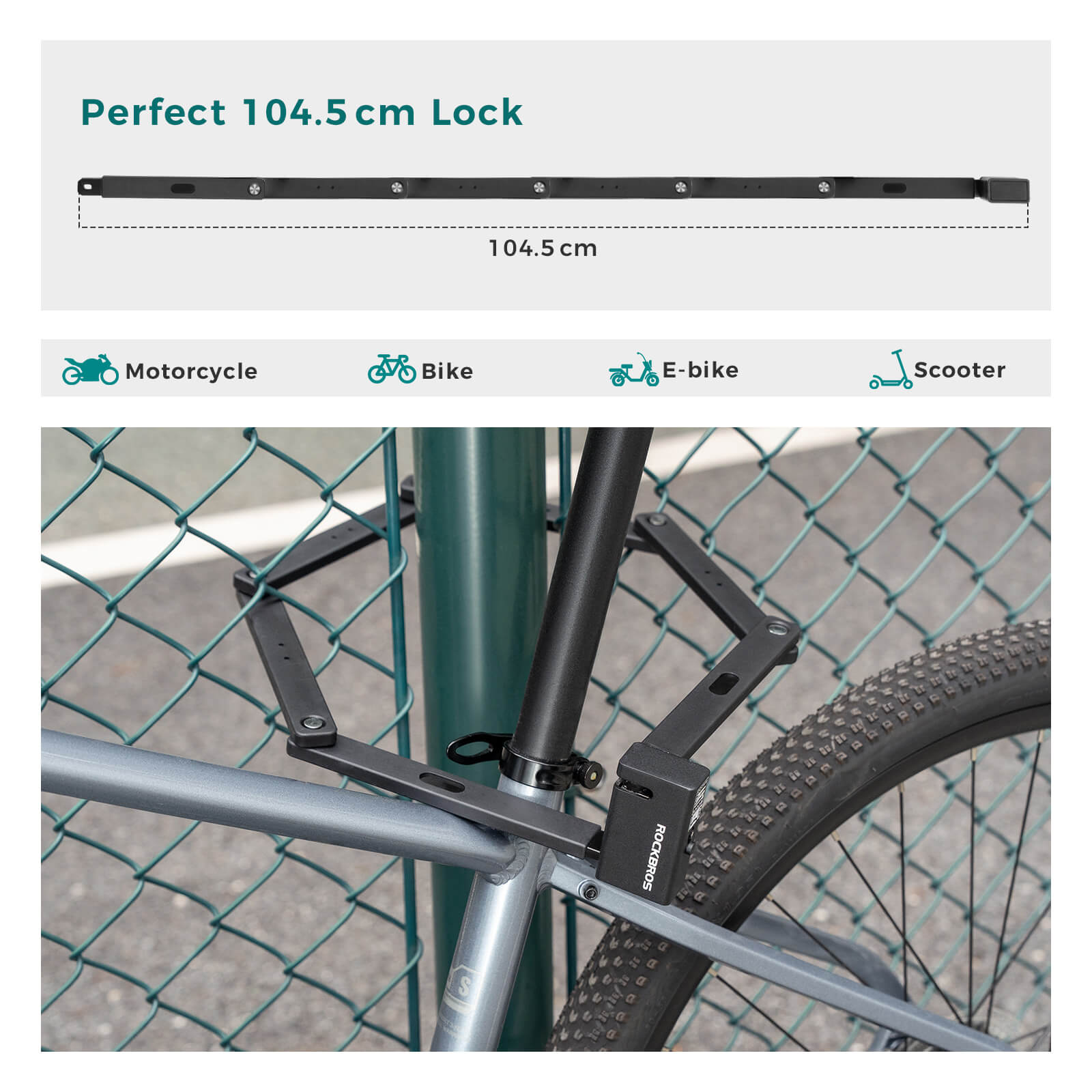 ROCKBROS ART-certified and Sold Secure Gold folding bike lock for high-security bicycle protection