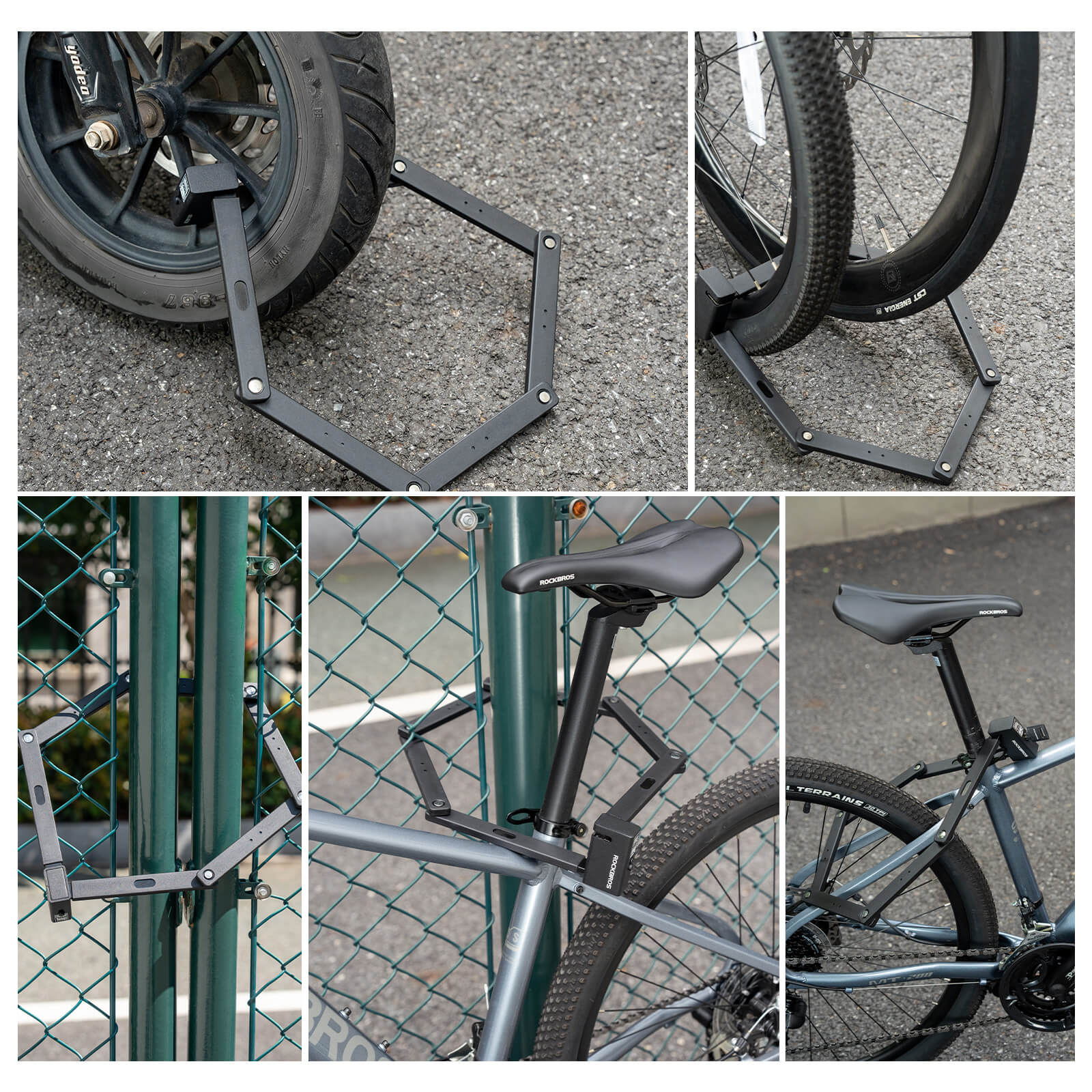 ROCKBROS ART-certified and Sold Secure Gold folding bike lock for high-security bicycle protection