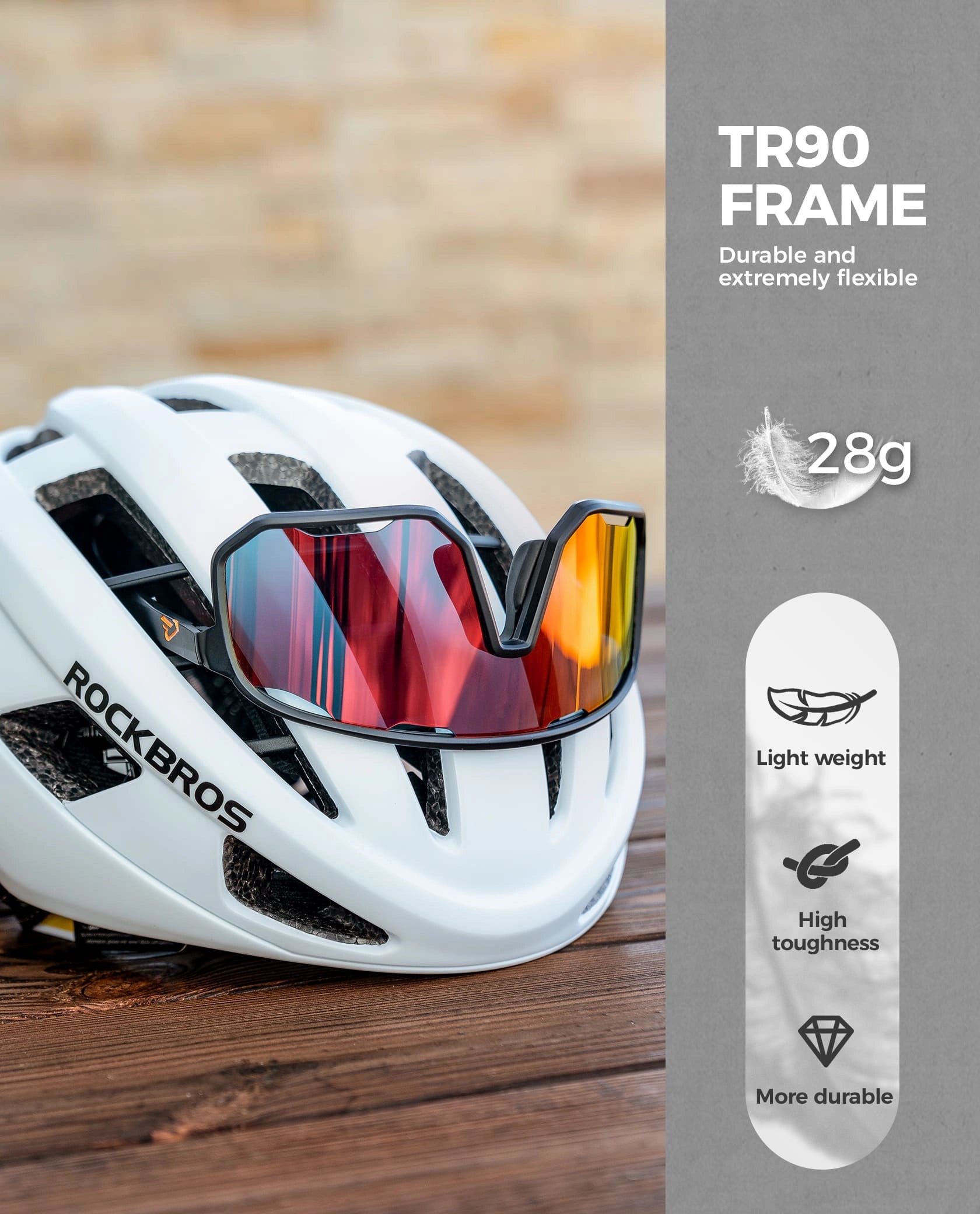 ROCKBROS SP351 Windproof Cycling Sunglasses with Polarized UV400 Lenses and Lightweight TR90 Frame