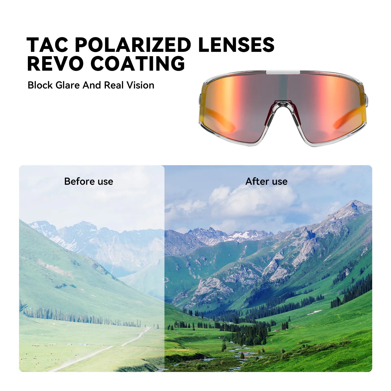 ROCKBROS polarized cycling sunglasses with UV400 protection lightweight sports eyewear
#Color_Red