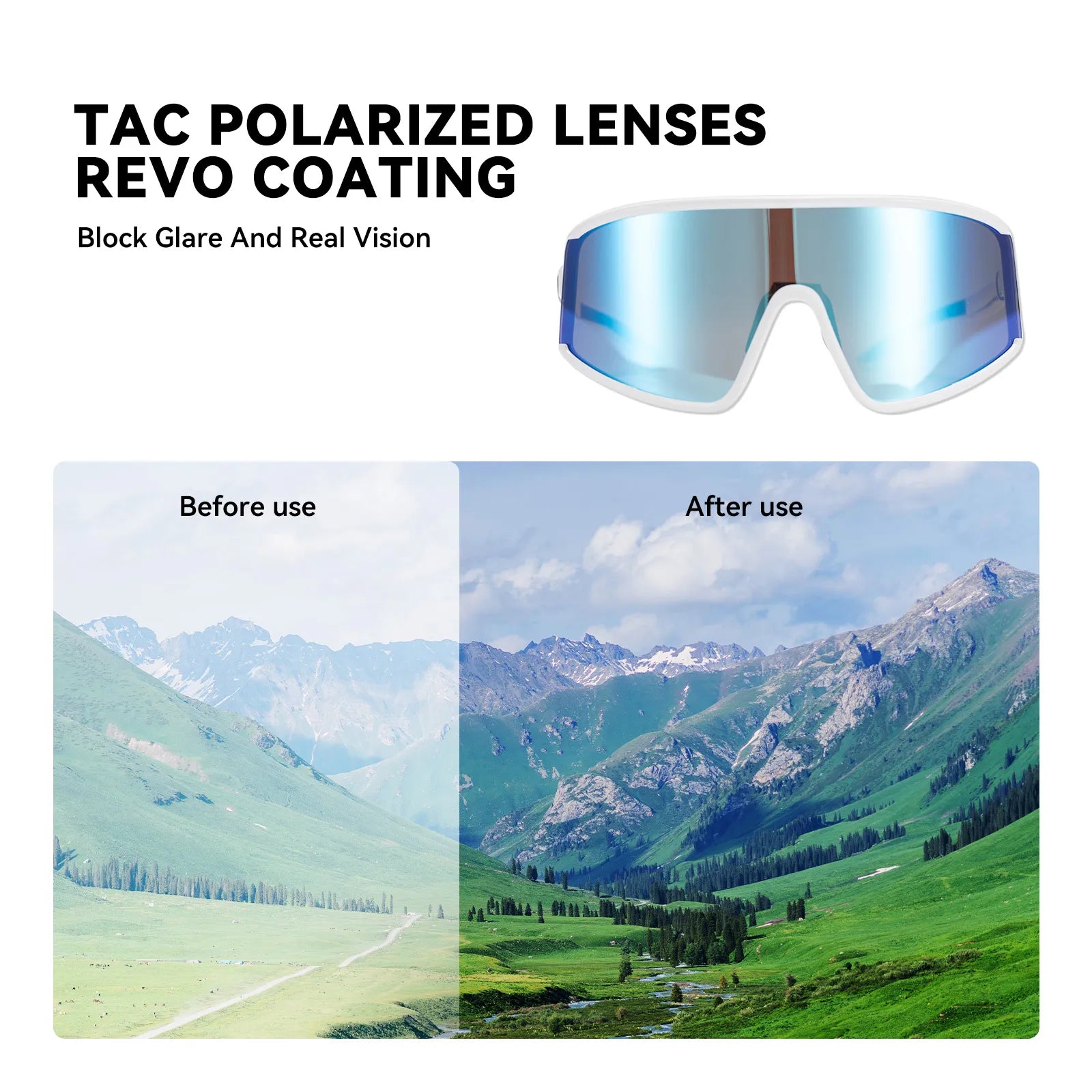 ROCKBROS polarized cycling sunglasses with UV400 protection lightweight sports eyewear
#Color_Blue White