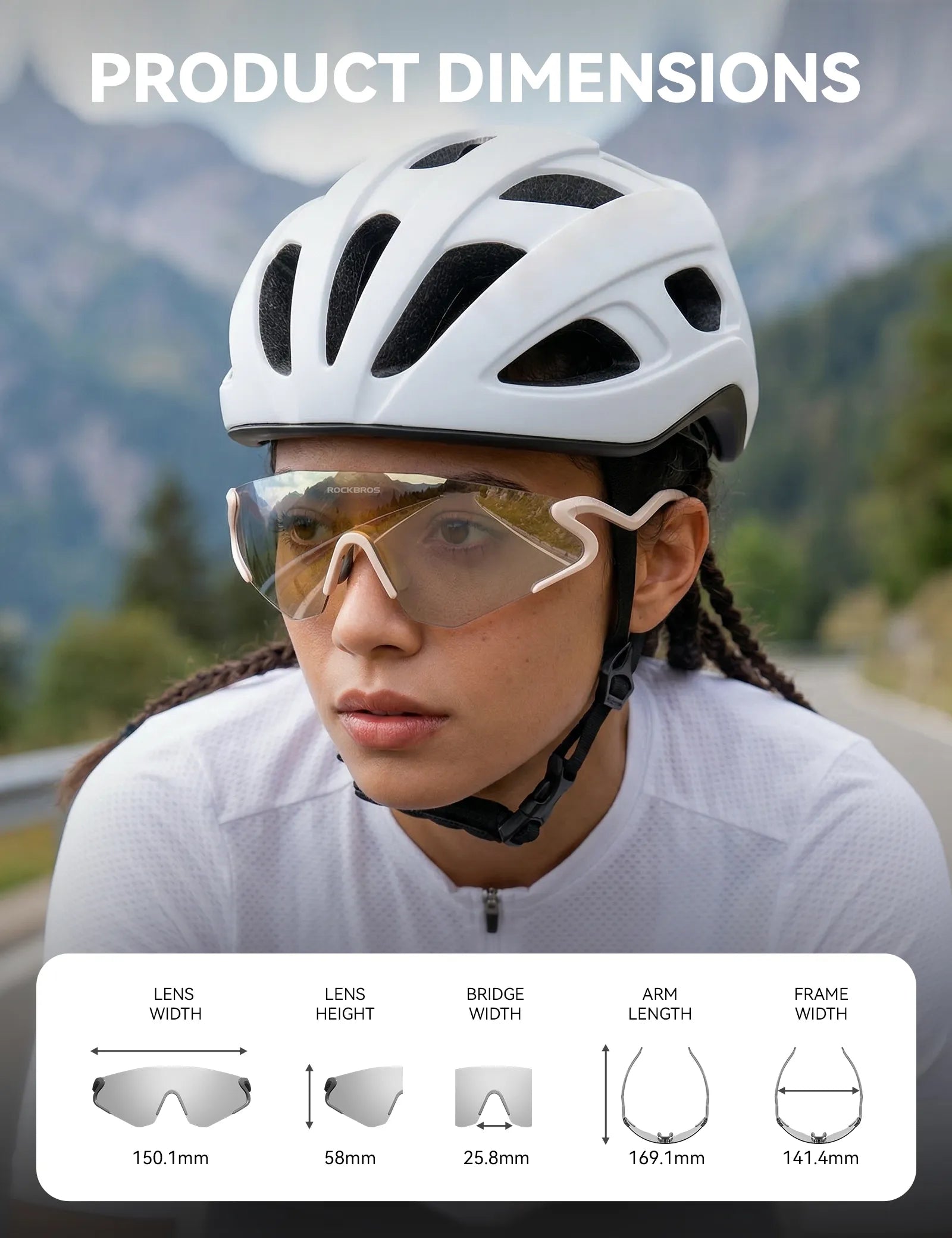 ROCKBROS SP382 cycling sunglasses with REVO anti-glare lens, lightweight TR90 frame, wraparound protection, and prescription insert compatibility