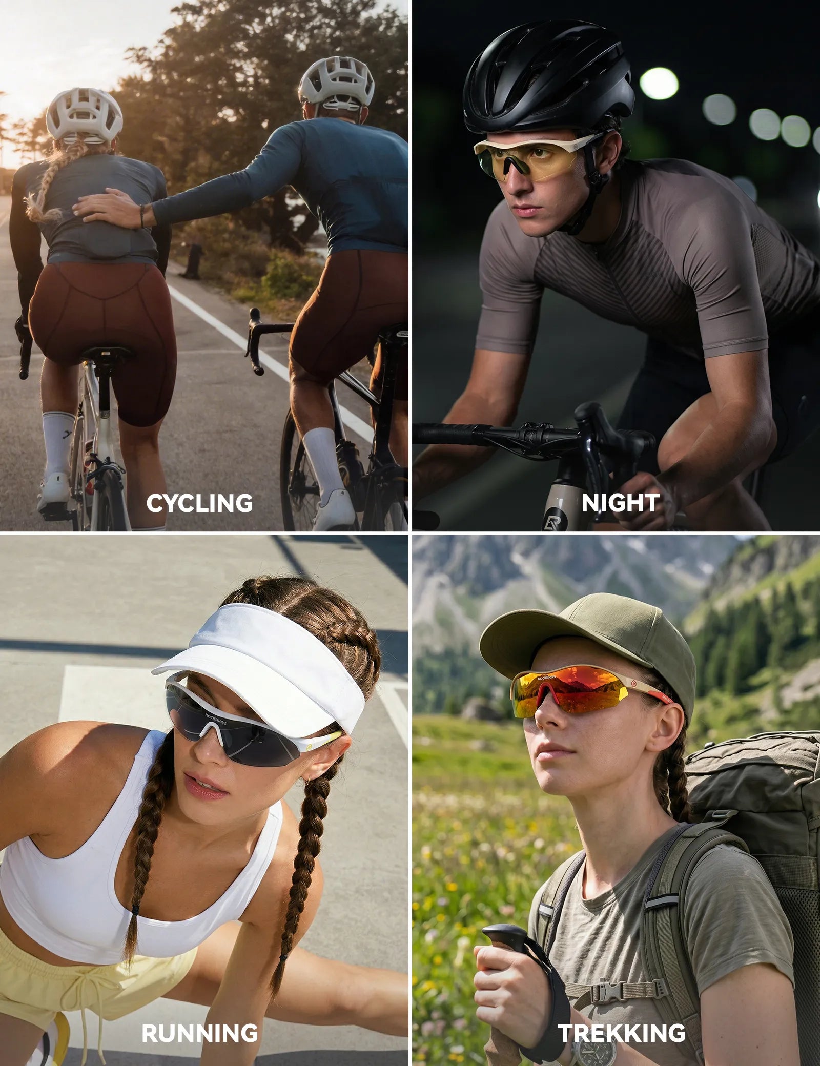ROCKBROS SP402 sports sunglasses with three interchangeable lenses for cycling, running, and outdoor adventures