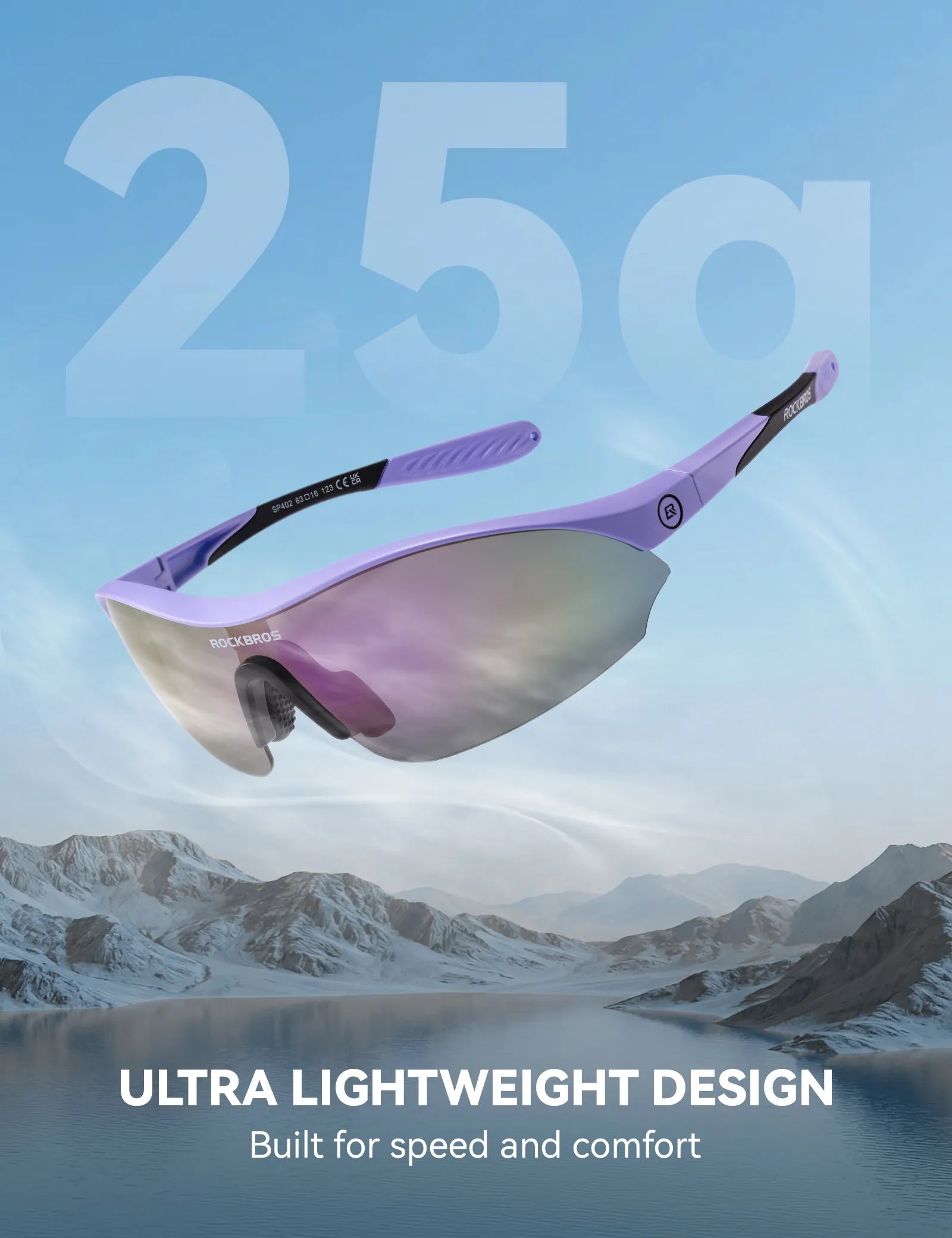 ROCKBROS SP402 sports sunglasses with three interchangeable lenses for cycling, running, and outdoor adventures
#Color_Purple